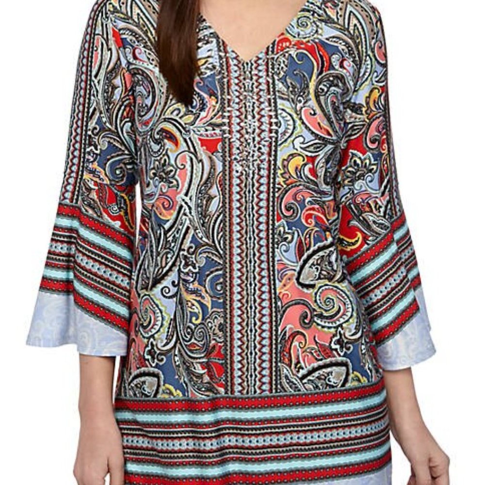 LAST CHANCE New Directions 3/4 Sleeve Paisley Top